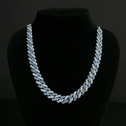 Cool blue FROST dual tone cuban chain