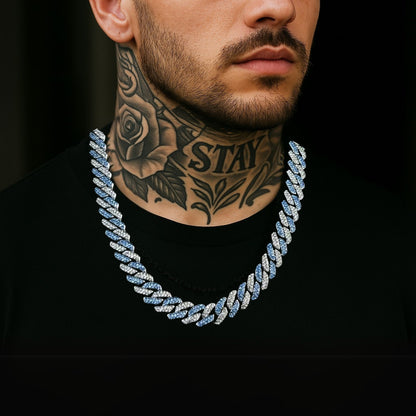 Cool blue FROST dual tone cuban chain