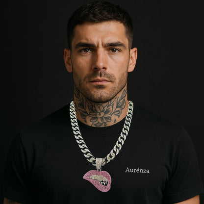Flirty Biting lips w Classic Cuban chain
